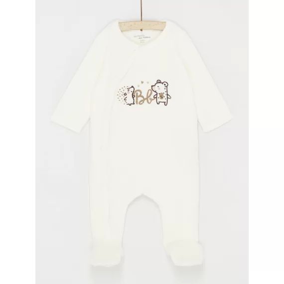 Grenouillère Blanc Cassé À Motifs Animaux Mixte
