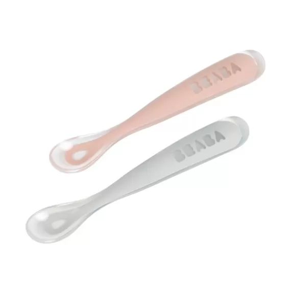 Lot 2 Cuillères Premier Age Silicone Béaba – Old Pink