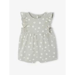 Combishort bébé Basics manches volantées vert de gris