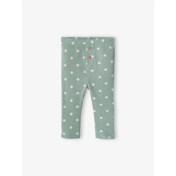 Legging bébé en maille côtelée vert sauge