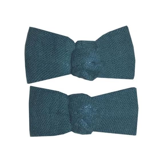 Lot de 2 barrettes noeuds vert paon