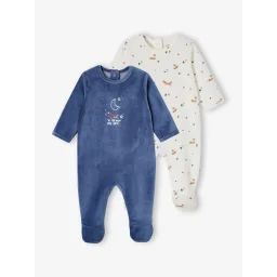 Lot de 2 dors-bien bébé renard en velours bleu