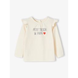 T-shirt à volants bébé manches longues ivoire