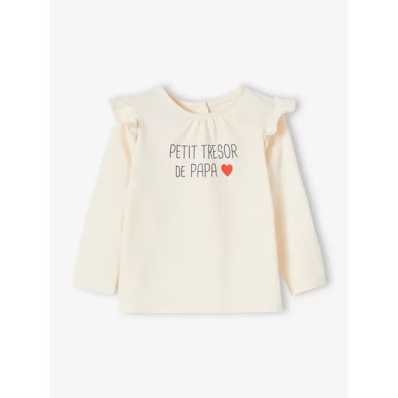 T-shirt à volants bébé manches longues ivoire