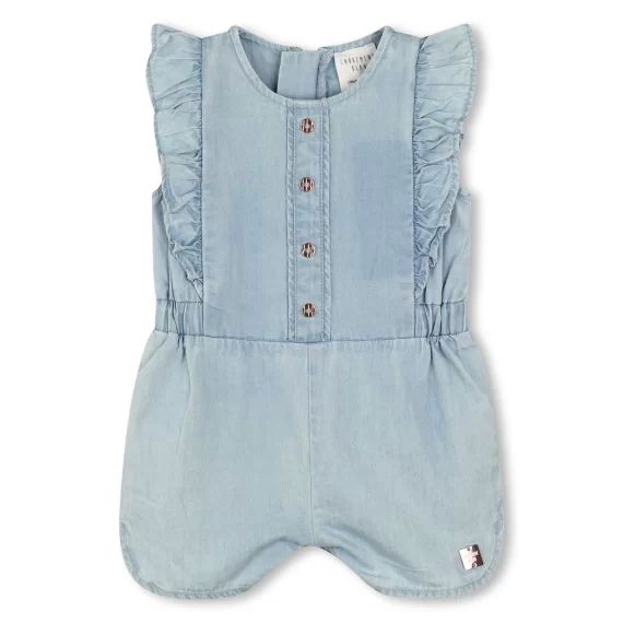 Combinaison courte en coton Fille Bleu