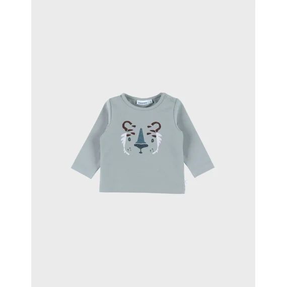 T-shirt En Coton À Manches Longues Imprimé Tigre Vert