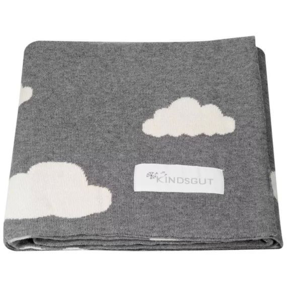Couverture nuage bébé tricotée ultra-douce 100% coton, 80 x 100 cm gris