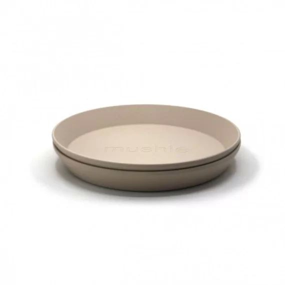 Lot De 2 Assiettes Rondes Beige Vanille – Repas Bébé Et Enfant – Mushie Beige