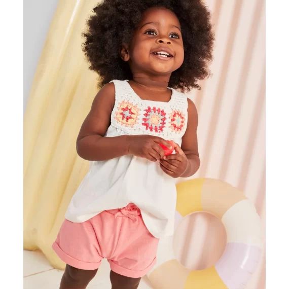 Short bébé fille rose en coton biologique –  – Soldes