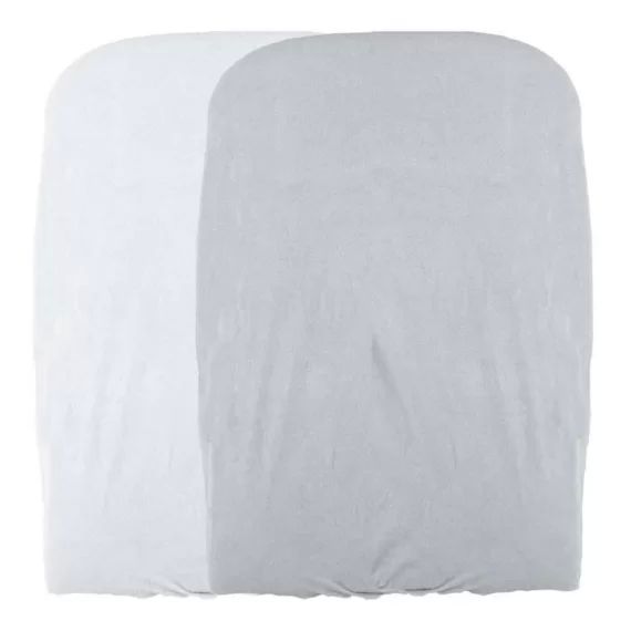 Lot de 2 housses de matelas à  langer – Blanc / Perle – 50 X 75 cm gris
