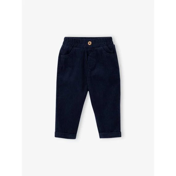 Pantalon bébé en velours côtelé bleu nuit