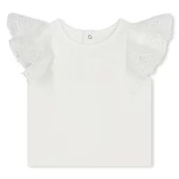 T-shirt avec manches volantées Fille Blanc