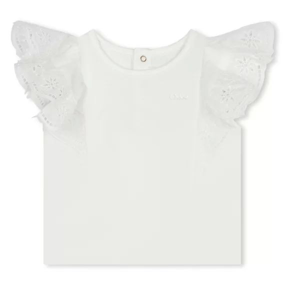 T-shirt avec manches volantées Fille Blanc