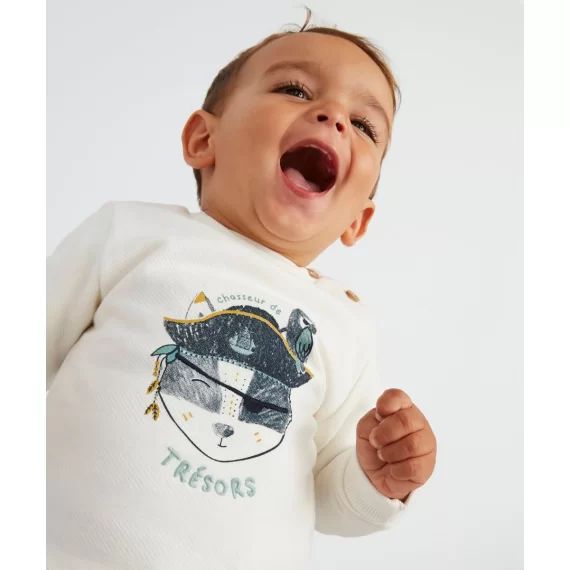 Sweat blanc avec animation pirate bébé garçon