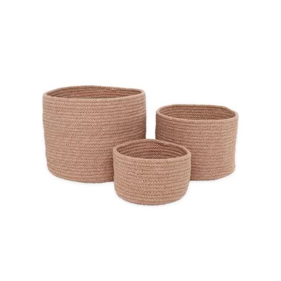 Lot de 3 paniers de rangement Ilse amande