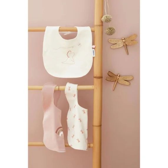 Set De 3 Bavoirs Mousseline De Coton Bio – Noukie&rsquo;s – Fille – Naissance Blanc