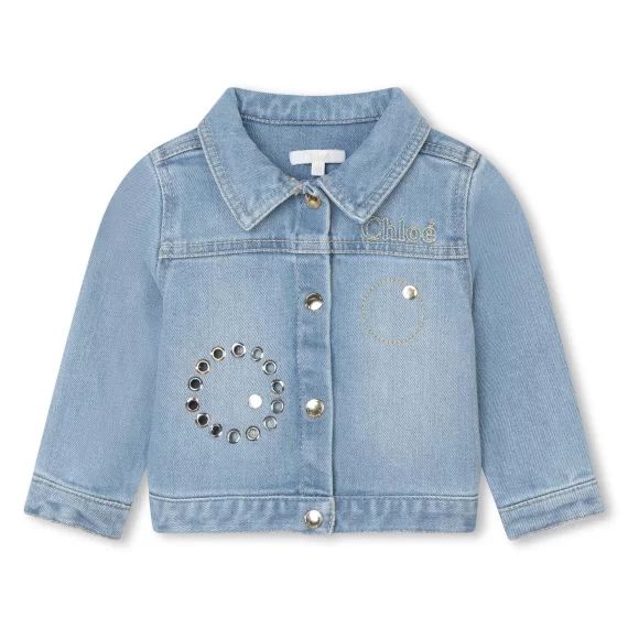 Veste en jean brodée Fille Bleu