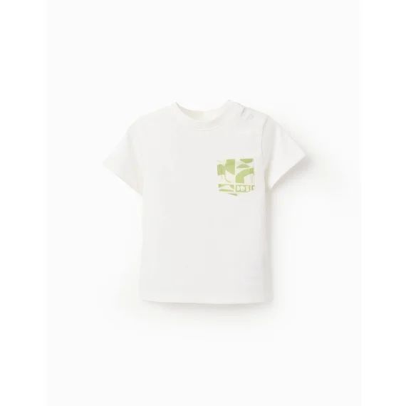 T-shirt De Coton Avec Poche Contrastée Blanc