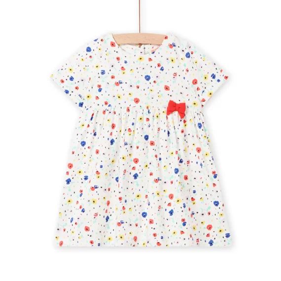 Robe Écrue Imprimé Fleuri Coloré Bébé Fille