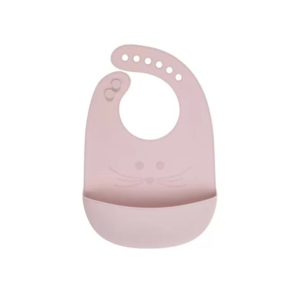 Bavoir en silicone à poche souris rose Little Chums