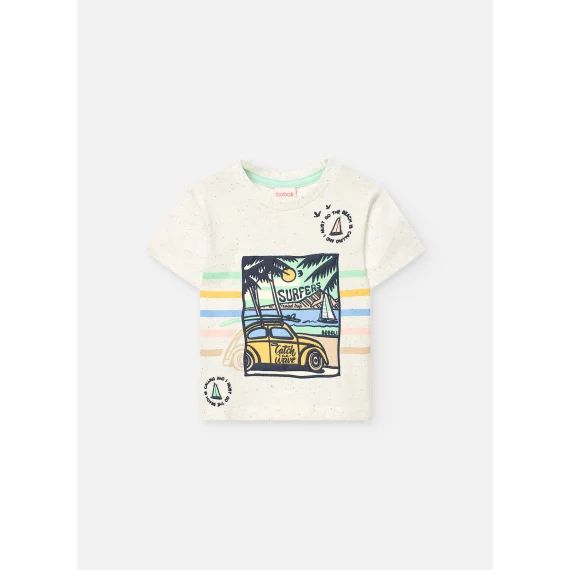 T-shirt En Coton Avec Dessin Frontal Blanc