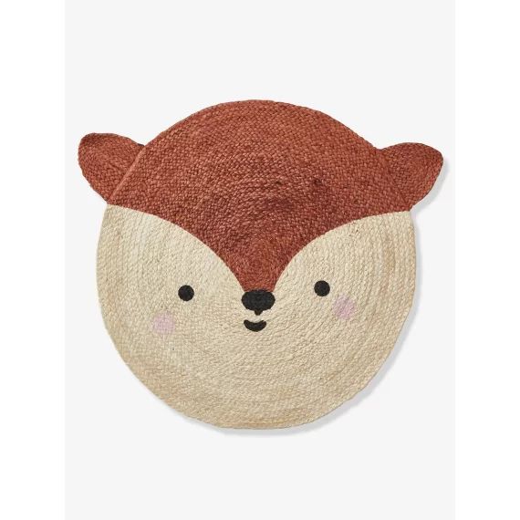 Tapis jute Renard marron moyen uni avec decor