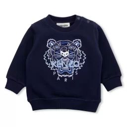 Sweat-shirt brodé en molleton Garçon Bleu