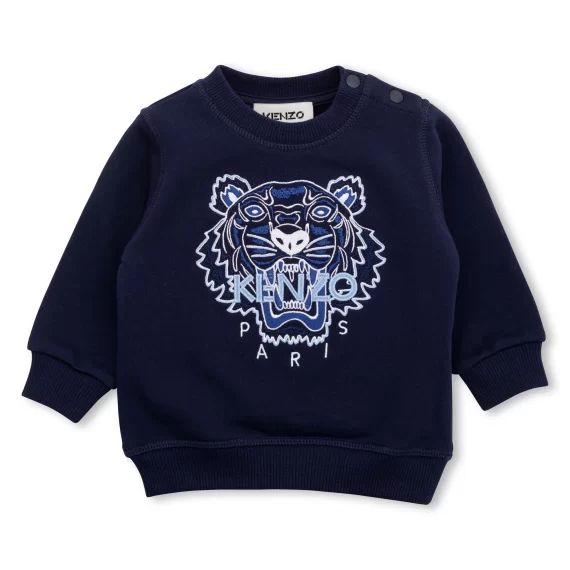 Sweat-shirt brodé en molleton Garçon Bleu