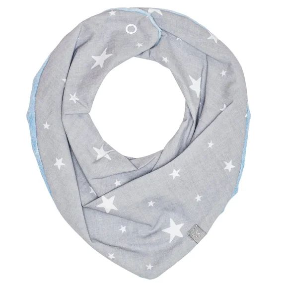 Bavoir Bandana Cache-cou Réversible Stella Gris/bleu