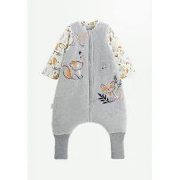 Turbulette D&rsquo;hiver En Velours Avec Pieds Retroussables Et Manches Amovibles Petit Loup Gris