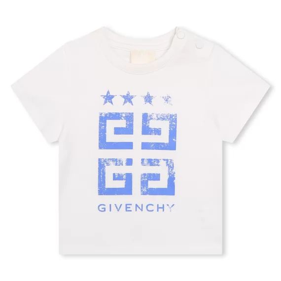 T-shirt en coton avec logo Garçon Blanc