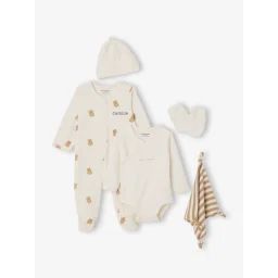Ensemble naissance 6 pièces avec valisette maternité écru