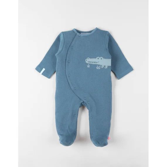 Pyjama Bébé Coton Gaufré Bleu