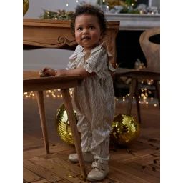 Combinaison de fête brillante à volants bébé fille or