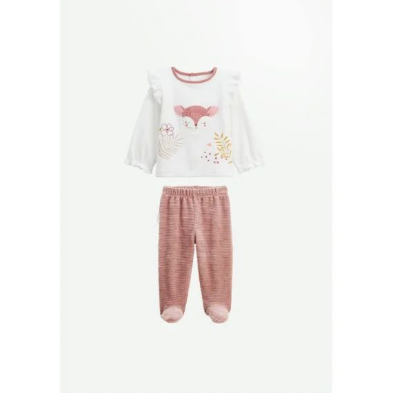 Ensemble Bébé Sweat Et Pantalon En Velours Oona Rose