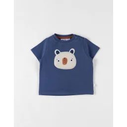 T-shirt Panda À Manches Courtes Rayé Bleu