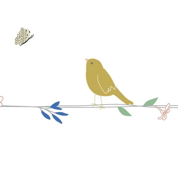 Frise adhésive Fleurs et Oiseaux (5 mètres)