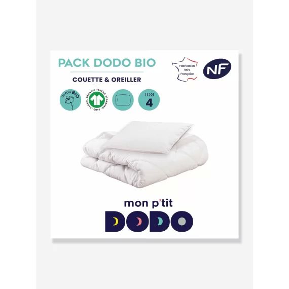 Pack couette + oreiller Bio Mon P’tit DODO blanc