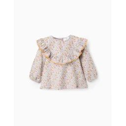 Chemisier Floral En Coton Beige Clair