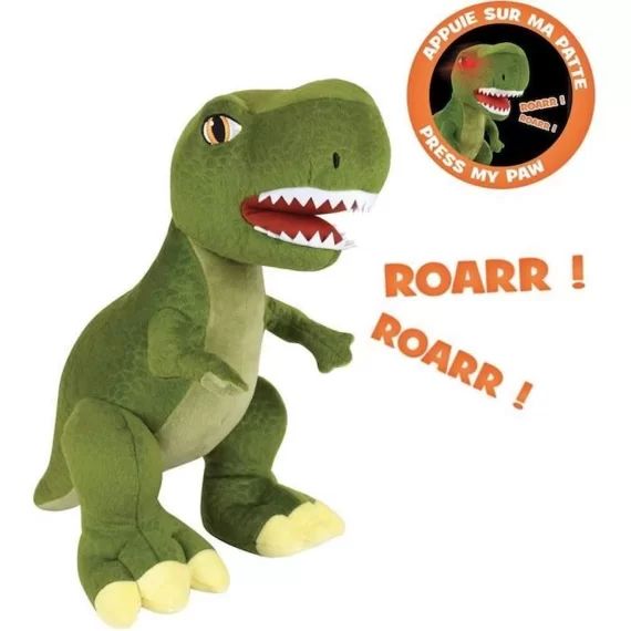Jemini les jeminosaures peluche dinosaure sonore et lumineuse tyrannosaur trex +/- 32cm vert