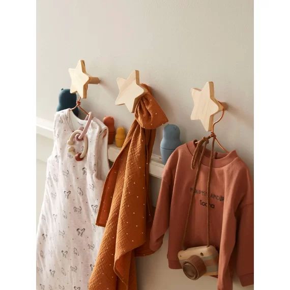 Lot de 3 patères étoiles LIGNE SIRIUS bois