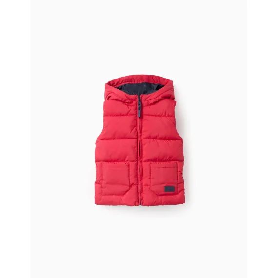 Gilet Matelassé Avec Capuche Rouge