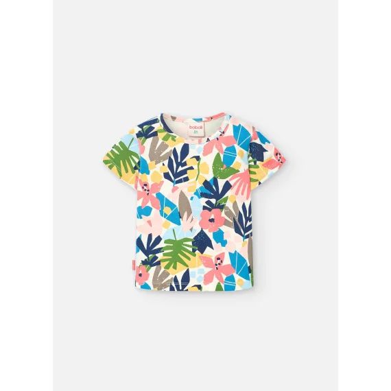 T-shirt En Coton Avec Imprimé Fleurs Multicolore