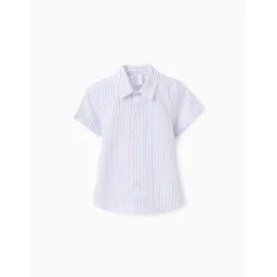 Chemise En Coton À Rayures Bleu Clair