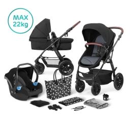 Poussette Kinderkraft XMoov + Nacelle + Coque Auto Mink – Black