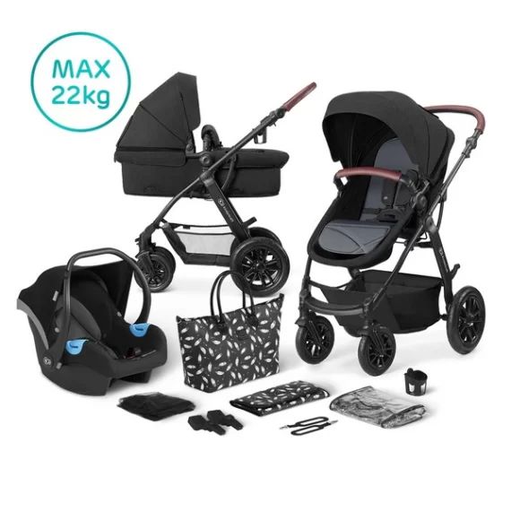Poussette Kinderkraft XMoov + Nacelle + Coque Auto Mink – Black