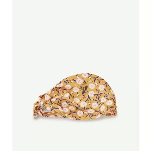 Turban de bain bébé fille en fibres recyclées jaune imprimé fleuri –  – Soldes