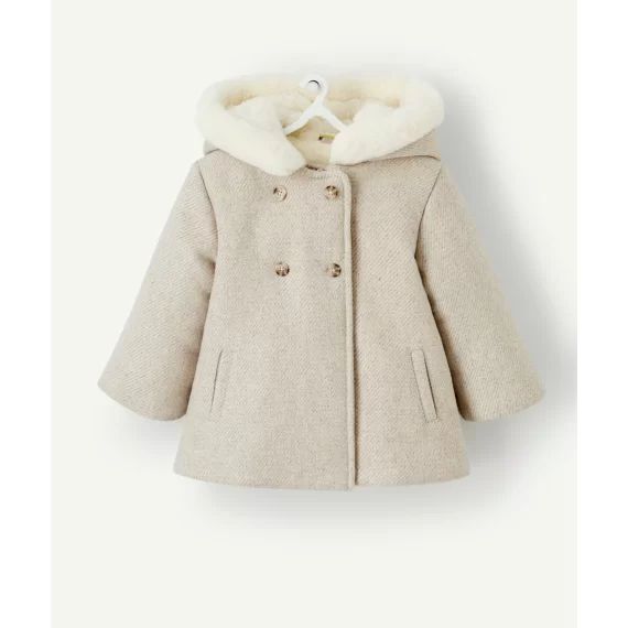 Duffle-coat bébé fille en rembourrage recyclé beige
