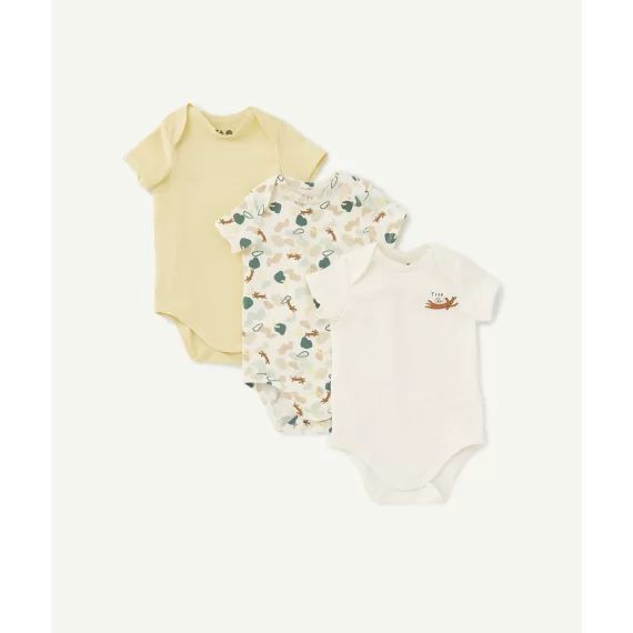Lot de 3 bodies en coton biologique uni ou avec imprimés –  – Soldes