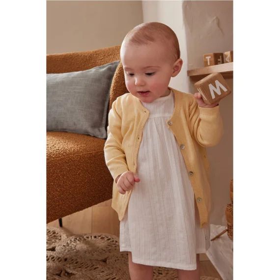 Cardigan En Tricot Fin Jaune